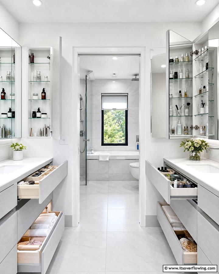 Hidden Storage Gems - 30 Jack and Jill Bathroom Ideas for Shared Spaces