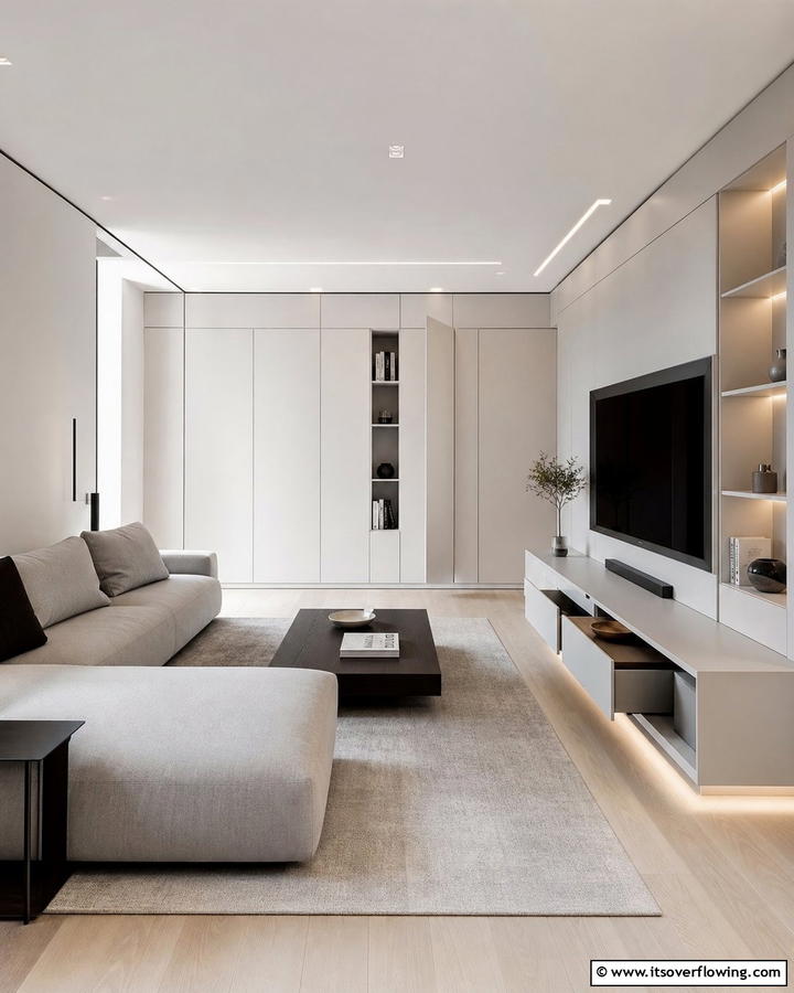 Hidden Storage Innovations - 21 Minimalist Living Room Ideas to Simplify Your Space