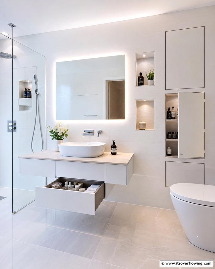 Hidden Storage Innovations - 21 Modern Bathroom Decor Ideas for a Sleek Sanctuary