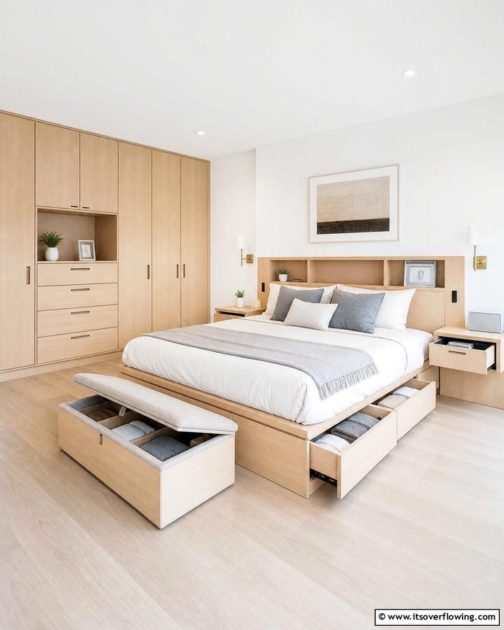 Hidden Storage Innovations - 21 Minimalist Bedroom Ideas for a Serene Retreat