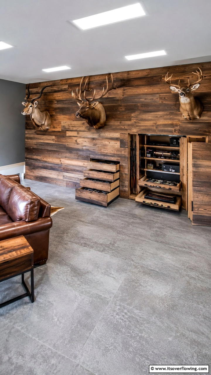 Hidden Storage Solutions - 30 Hunting Trophy Room Ideas for Rustic Decor