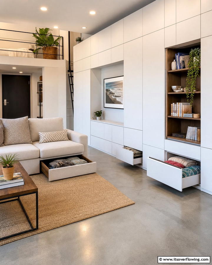 Hidden Storage Solutions - 21 Small Apartment Living Room Ideas for Compact Spaces