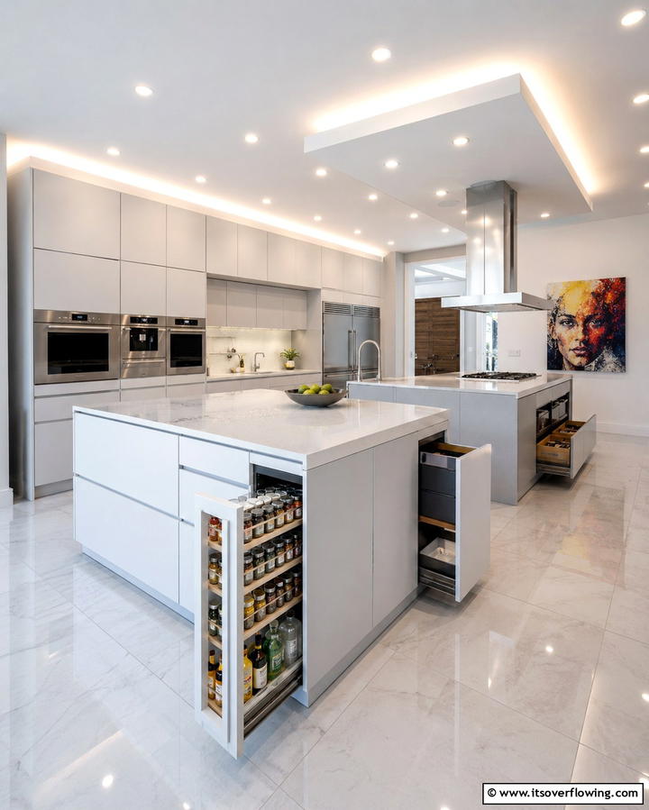 Hidden Storage Solutions - 25 Double Island Kitchen Ideas for Spacious Cooking