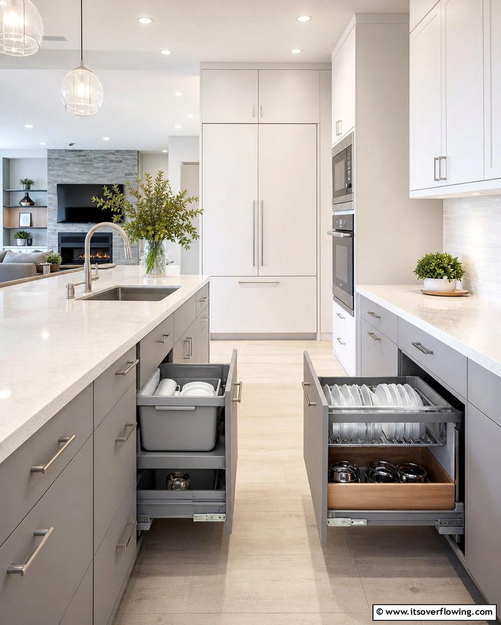 Hidden Storage for Dirty Dishes - 25 Practical Dirty Kitchen Ideas for Efficient Cooking Spaces