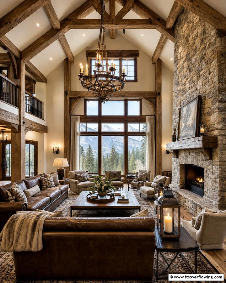High Ceilings with Beams - 25 Large Living Room Ideas for Spacious Comfort