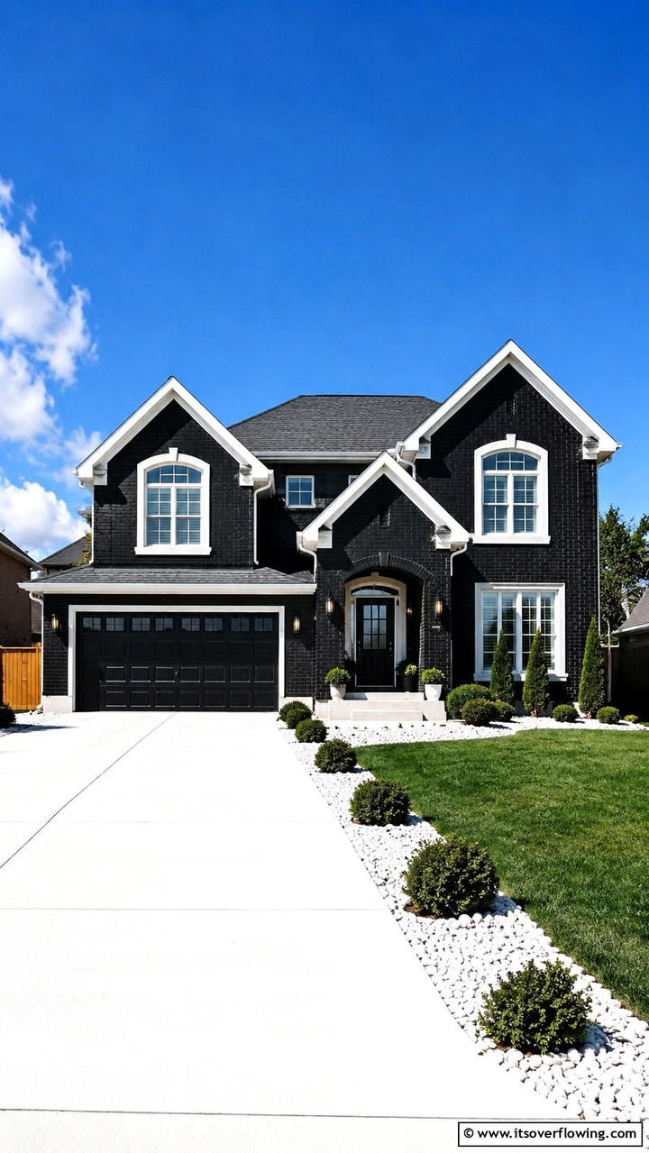 High Contrast Black Brick Aesthetic - 30 Black Brick House Exteriors for Bold Curb Appeal