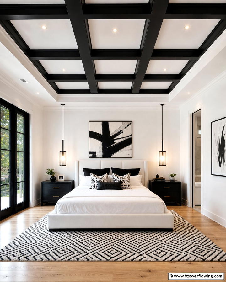 High Contrast Coffered CeilingExact - 25 Elegant Coffered Ceiling Ideas for Any Room