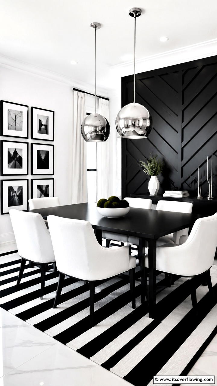 High Contrast Dining Space - 30 Dining Room Ideas for Memorable Gatherings