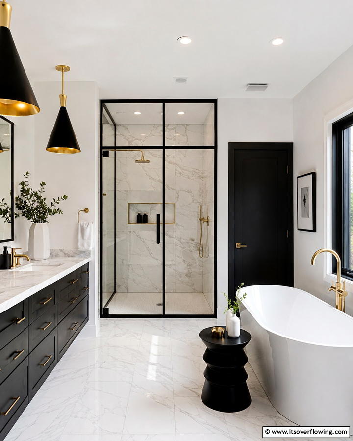 High Contrast Finishes - 30 Bathroom Pendant Lighting Ideas for Modern Illumination