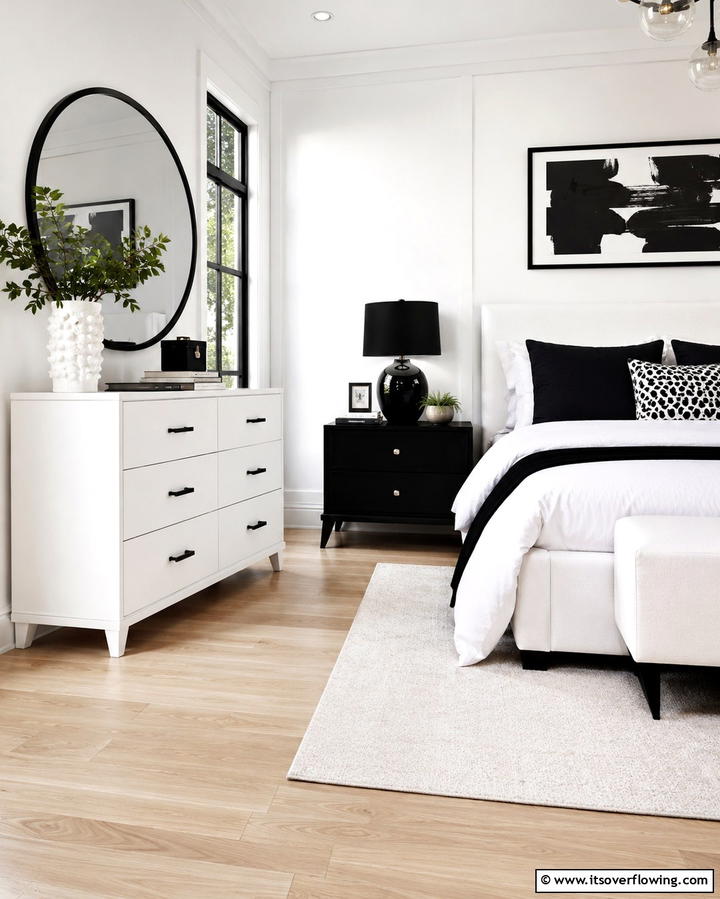 High Contrast Furniture - 25 Black and White Bedroom Ideas for a Timeless Design