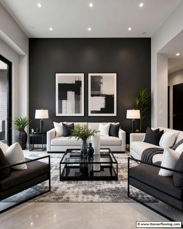 High Contrast Gray Accents - 21 Gray Living Room Ideas to Elevate Neutral Decor