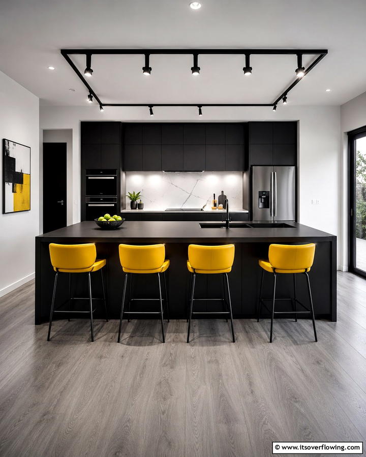 High Contrast Grey Kitchen Design - 30 Kitchens with Grey Floors- Sleek & Modern Flooring Ideas
