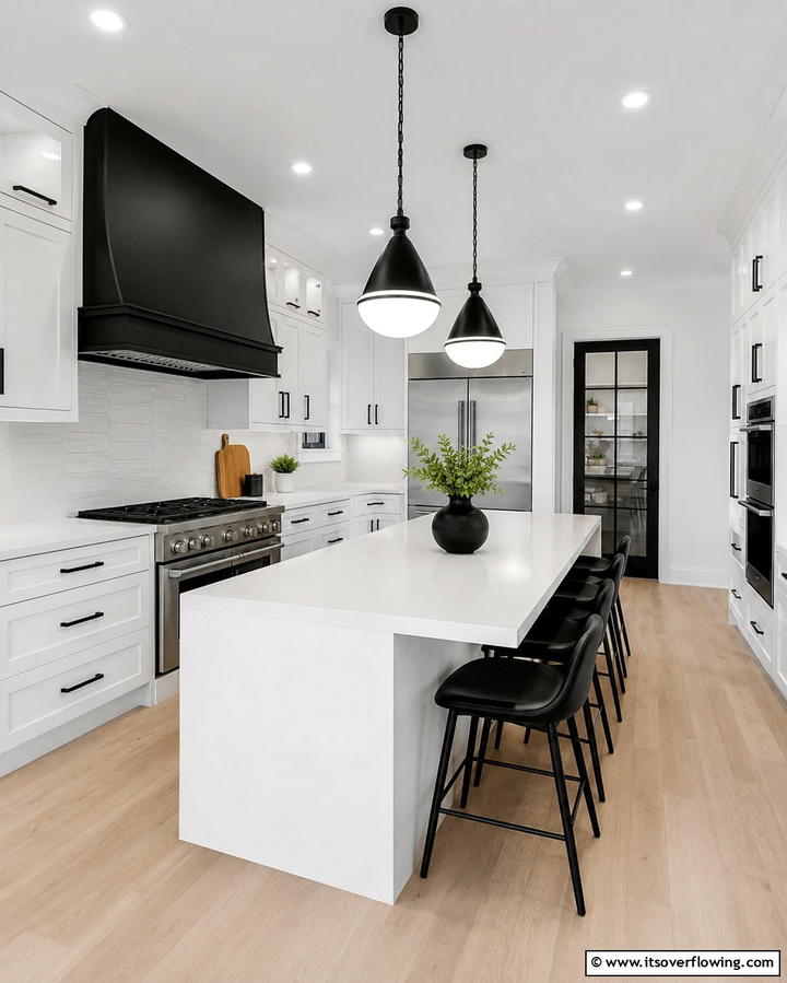 High Contrast Hardware - 30 Art Deco Kitchen Ideas for Timeless Elegance
