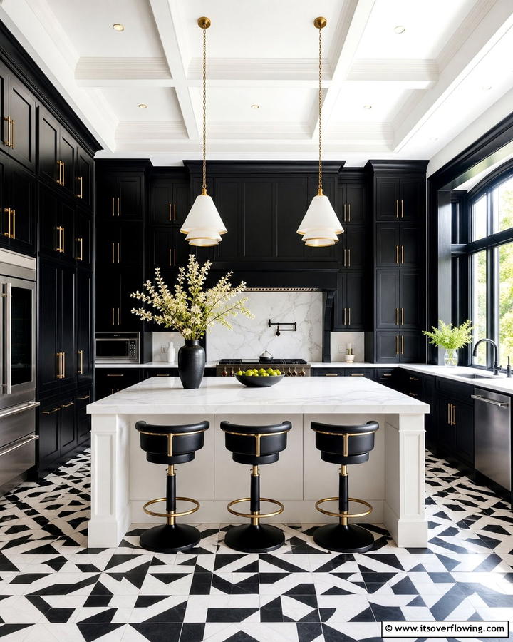 High Contrast Masterpiece - 21 Kitchens With Black Cabinets- Bold & Timeless Designs