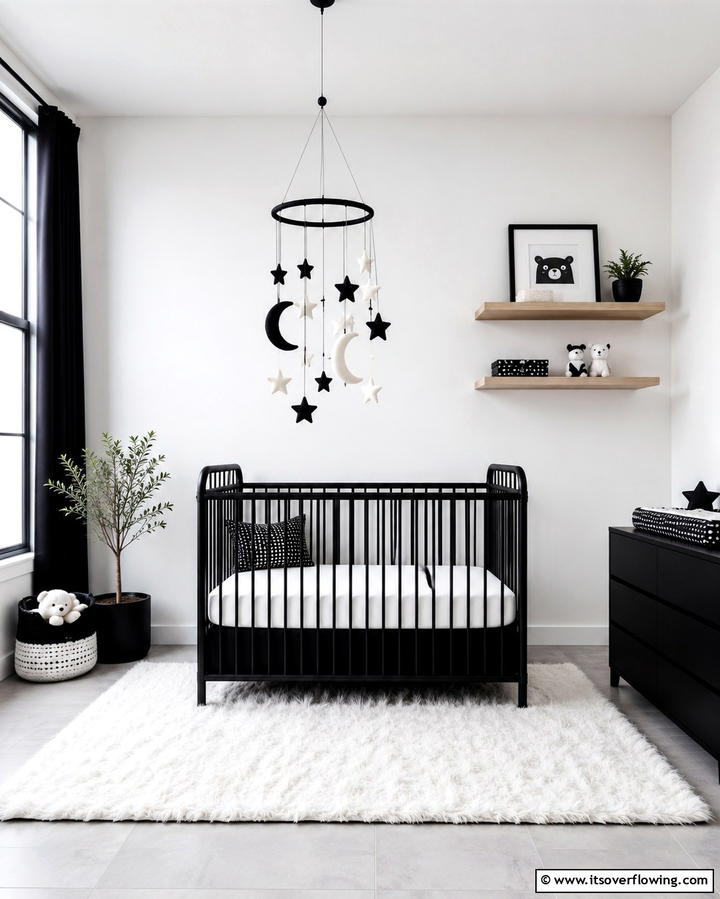 High Contrast Mobile - 30 Chic Black & White Nursery Ideas for Modern Baby Rooms