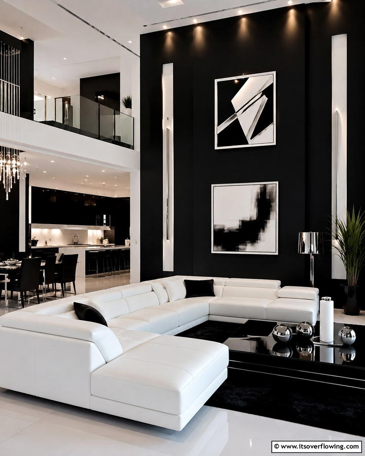 High Contrast Modern Design - 30 Great Room Ideas to Elevate Open-Concept Living