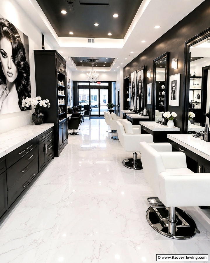 High Contrast Salon - 30 Salon Interior Design Ideas for a Chic Beauty Space