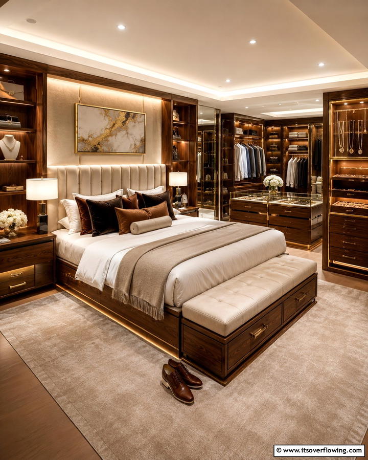 High End Boutique Wardrobe - 30 Space-Saving Built-In Wardrobe Ideas Around Your Bed