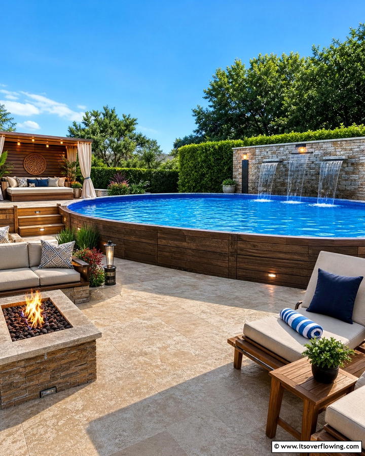 High End Luxury Pool Experience - 21 Above-Ground Pool Deck Ideas for Backyard Fun