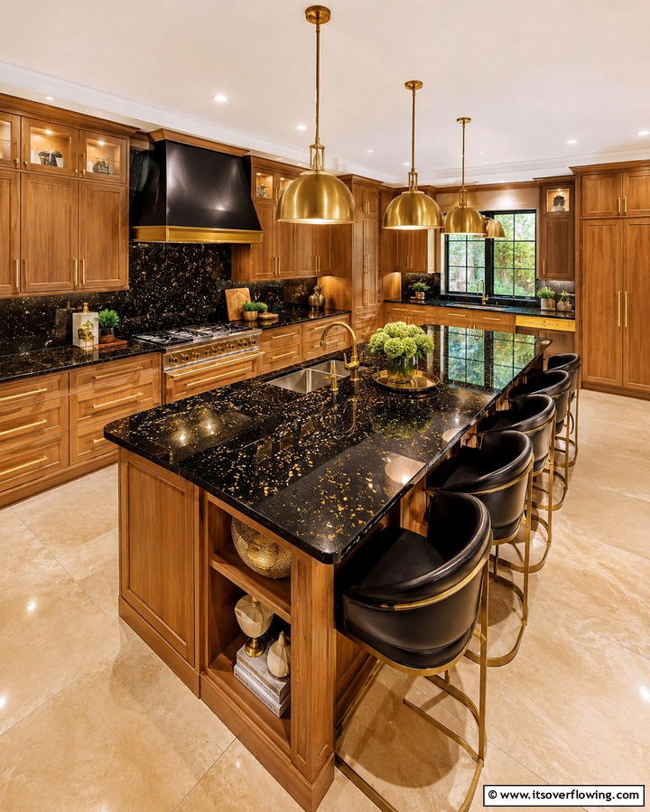 High Gloss Black Granite Finish - 30 Sleek Black Granite Countertop Kitchen Designs for Luxury