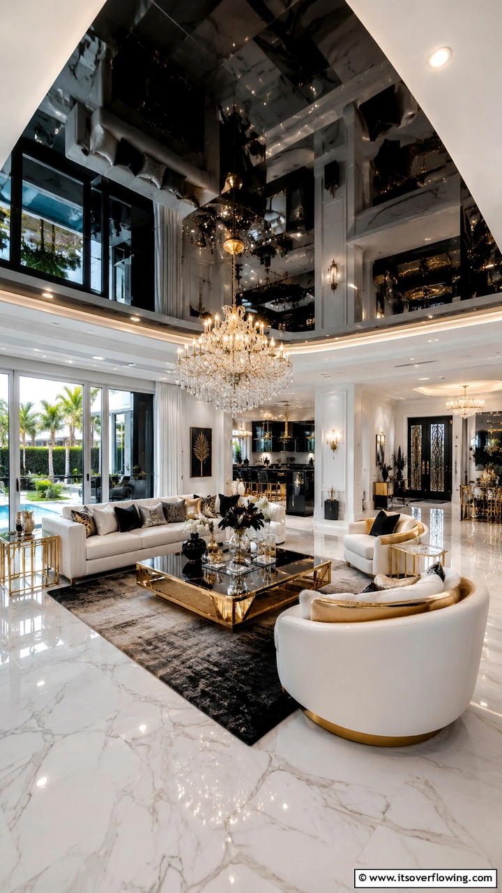 High Gloss Black Statements - 30 Black Ceiling Ideas to Add Depth and Drama Above