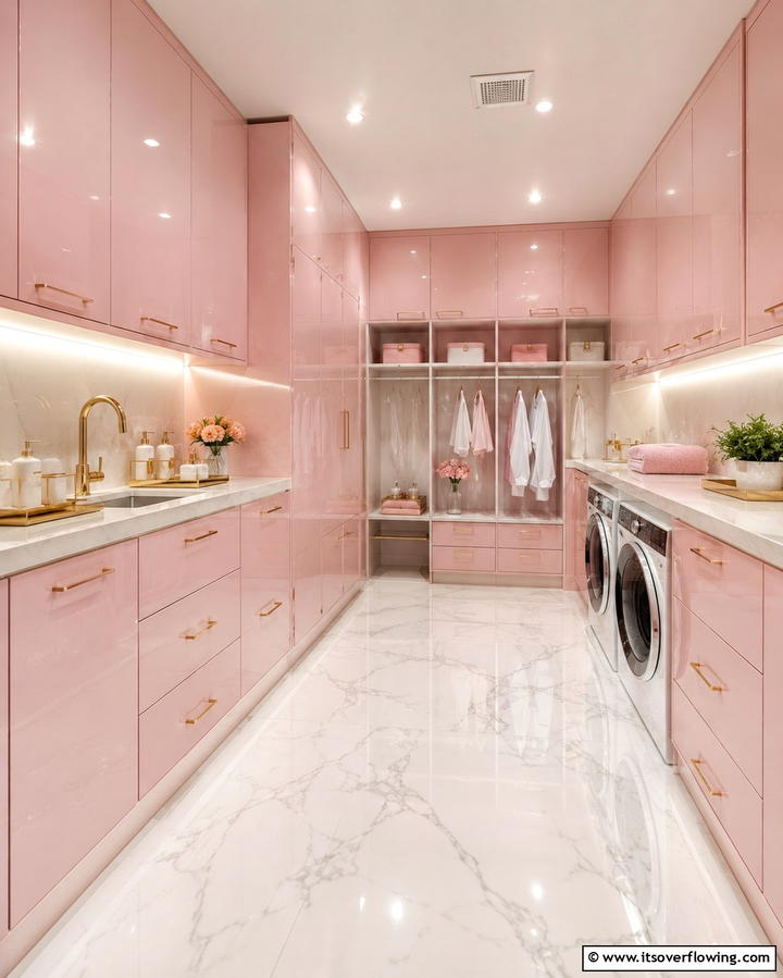 High Gloss Cabinets for a Polished Finish - 25 Laundry Room Cabinet Ideas for Organization