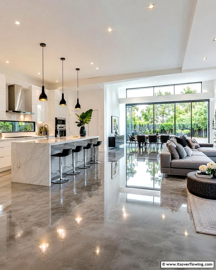 High Gloss Concrete Shine - 30 Modern Concrete Floor Ideas for Low-Maintenance Interiors