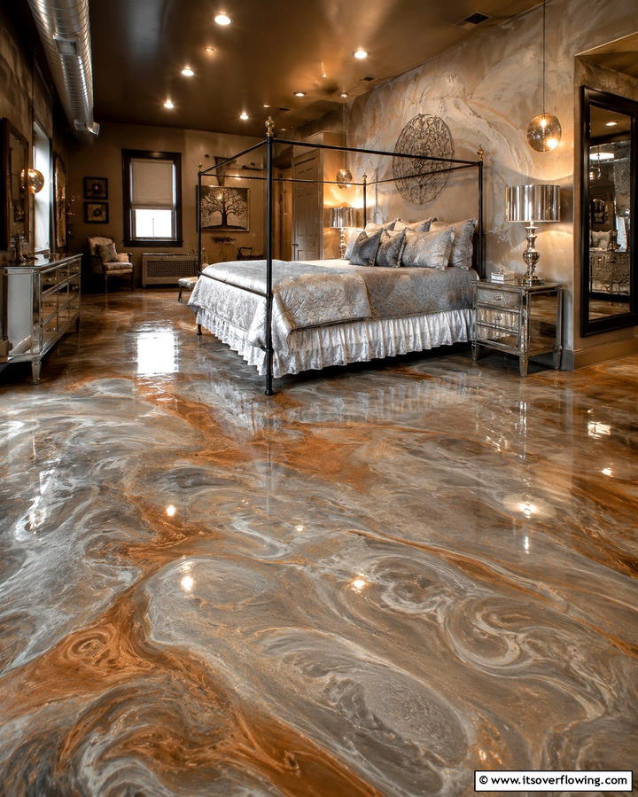 High Gloss Concrete for a Glamorous Look - 25 Concrete Floor Bedroom Ideas for an Industrial Vibe