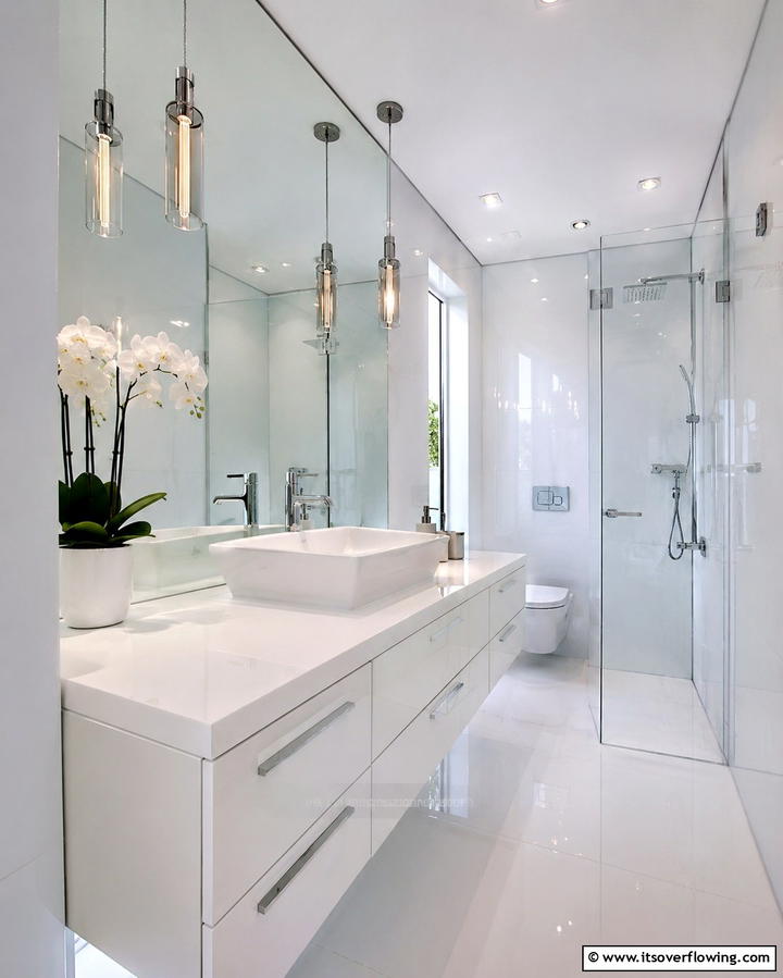 High Gloss Contemporary Vanity - 30 Small Bathroom Vanity Ideas for Space-Saving Style