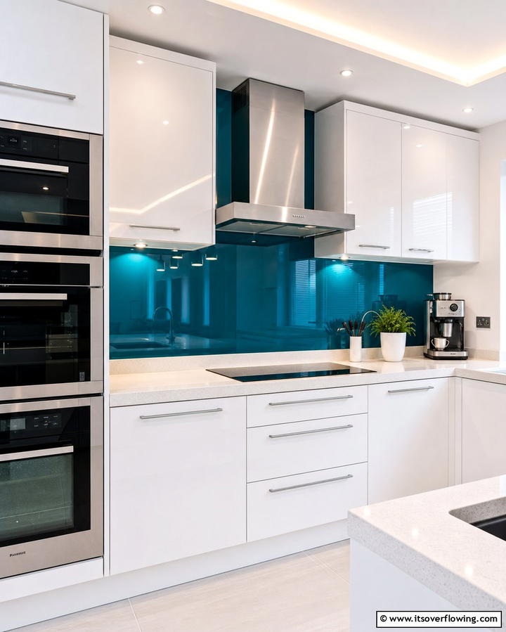 High Gloss Finish - 30 Kitchen Splashback Ideas for Chic and Practical Walls