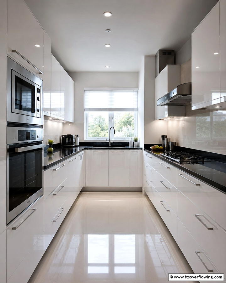High Gloss Finishes - 30 Parallel Modular Kitchen Designs for Efficient Cooking