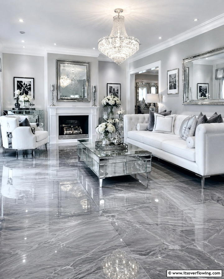 High Gloss Grey Flooring for a Polished Look - 30 Grey Flooring Living Room Ideas for Modern Elegance