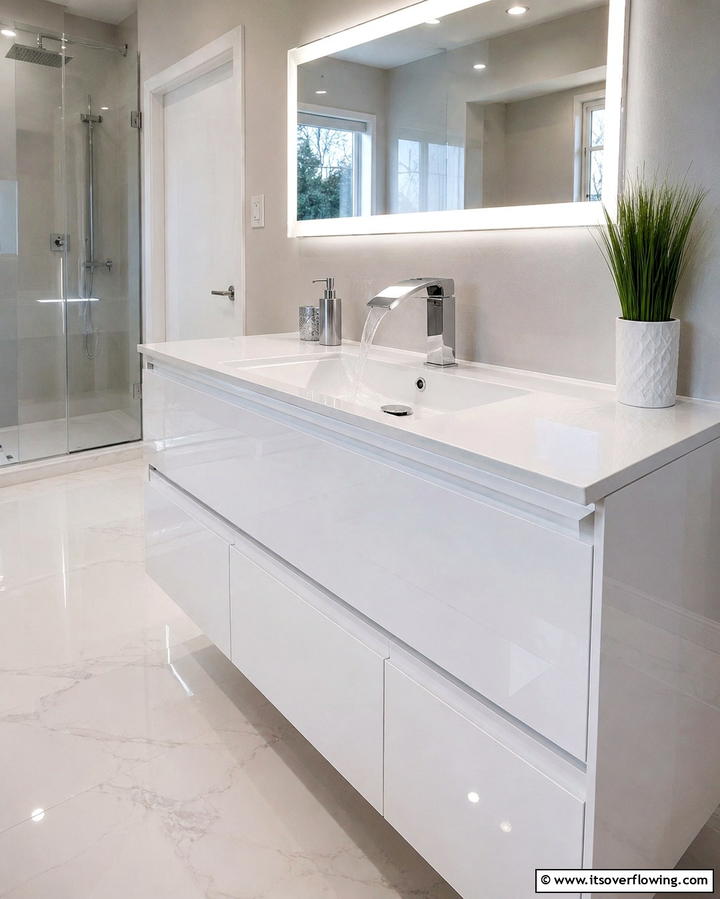 High Gloss Modern Sink Unit - 30 Functional Bathroom Furniture Ideas to Maximize Space