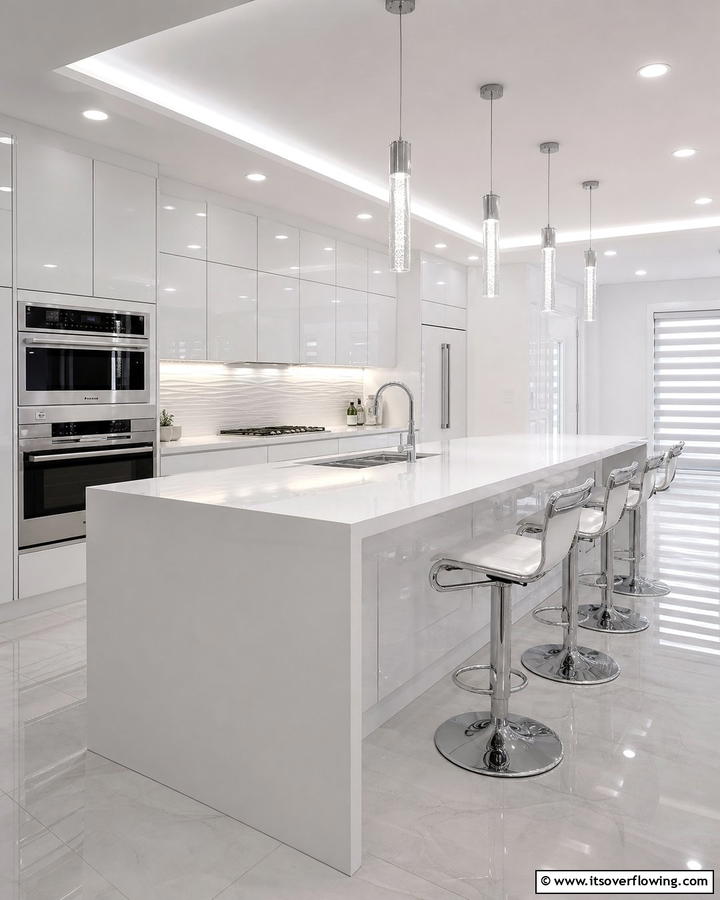 High Gloss Modernity - 30 Kitchen Island Decor Ideas for Stylish Functionality