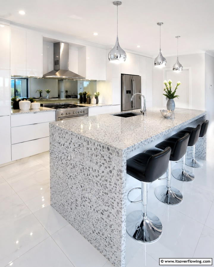 High Gloss Terrazzo for a Polished Finish - 20 Terrazzo Kitchen Countertops for a Unique Look