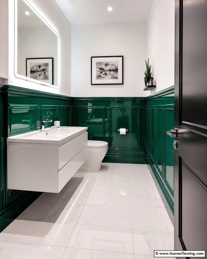 High Gloss Wainscoting for a Sleek Look - 25 Bathroom Wainscoting Ideas to Elevate Your Decor