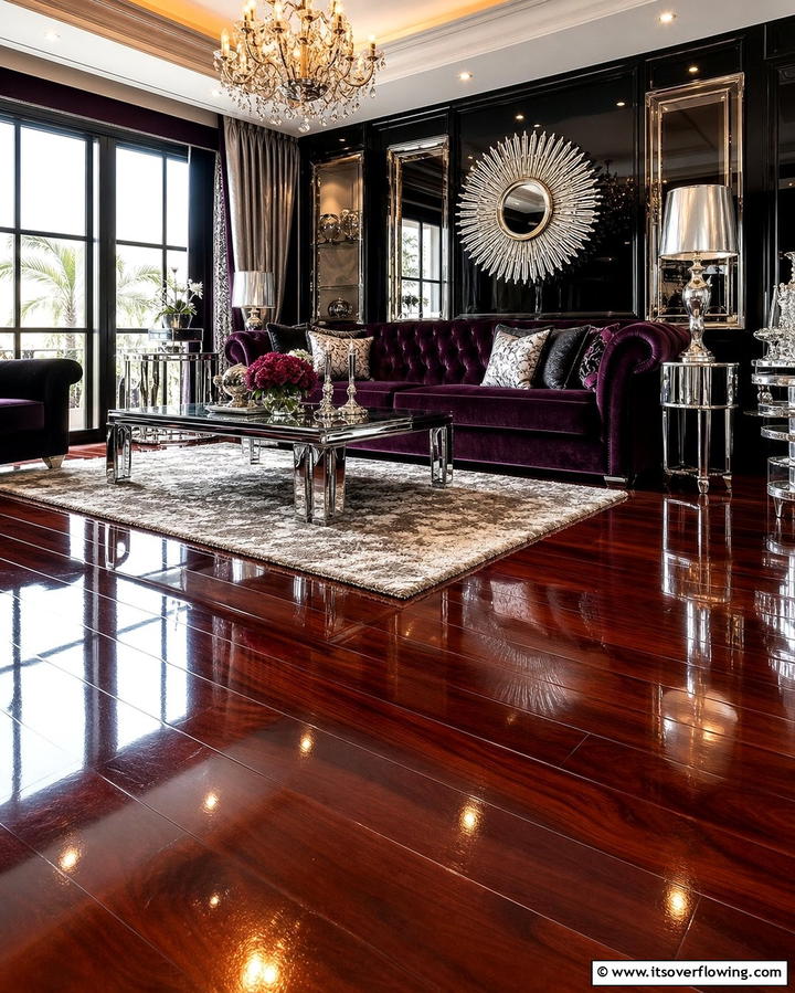 High Gloss Wood Floors - 25 Living Room Wood Floor Ideas for a Warm Ambiance