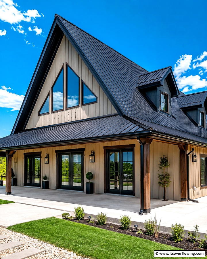 High Pitched Roof with Loft Windows - 30 Pole Barn & Barndominium Exterior Designs for Rustic Charm