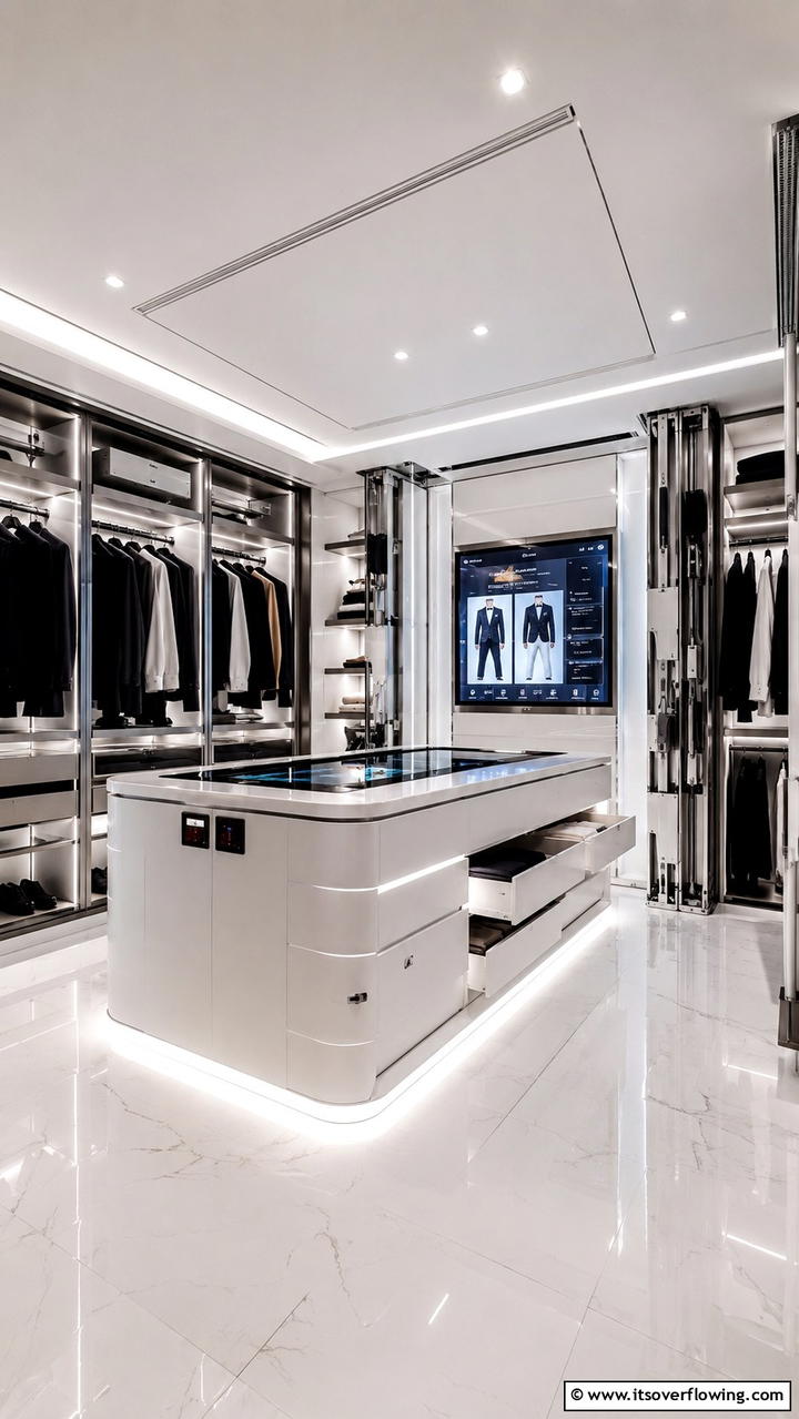High Tech Closet Island - 30 Closet Island Ideas- Luxurious Walk-In Storage Solutions