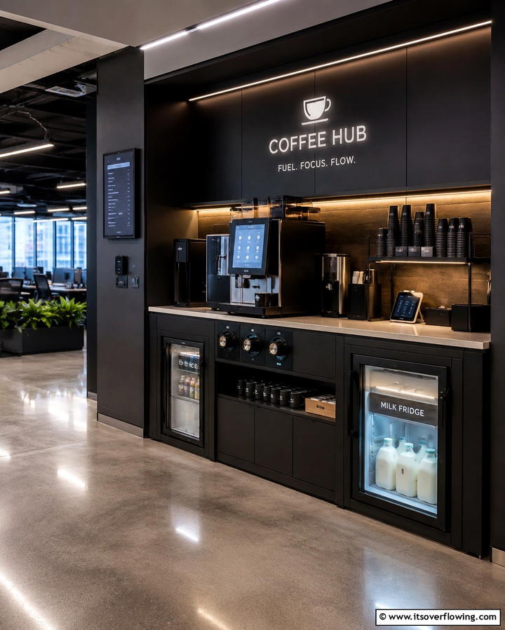 High Tech Coffee Hub - 25 Office Coffee Station Ideas to Boost Your Productivity