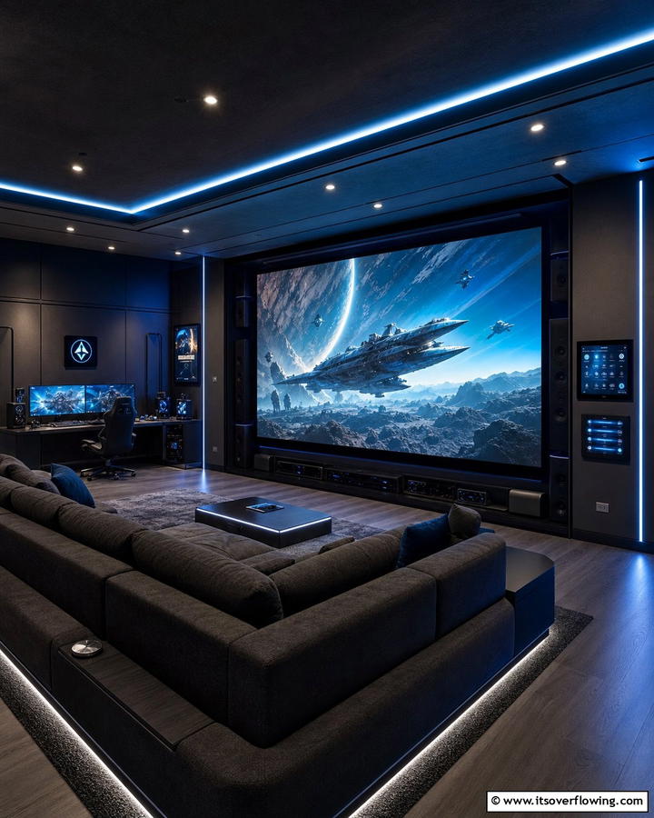 High Tech Entertainment Hub - 21 Man Cave Ideas for the Ultimate Relaxation Zone