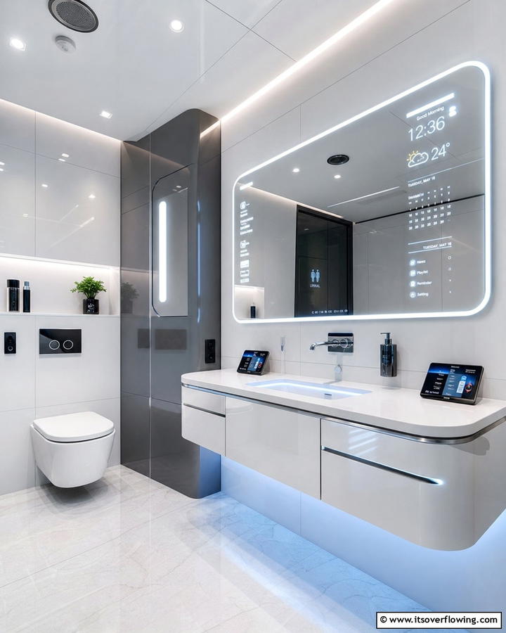 High Tech Features - 20 Restaurant Bathroom Ideas for a Stylish Space