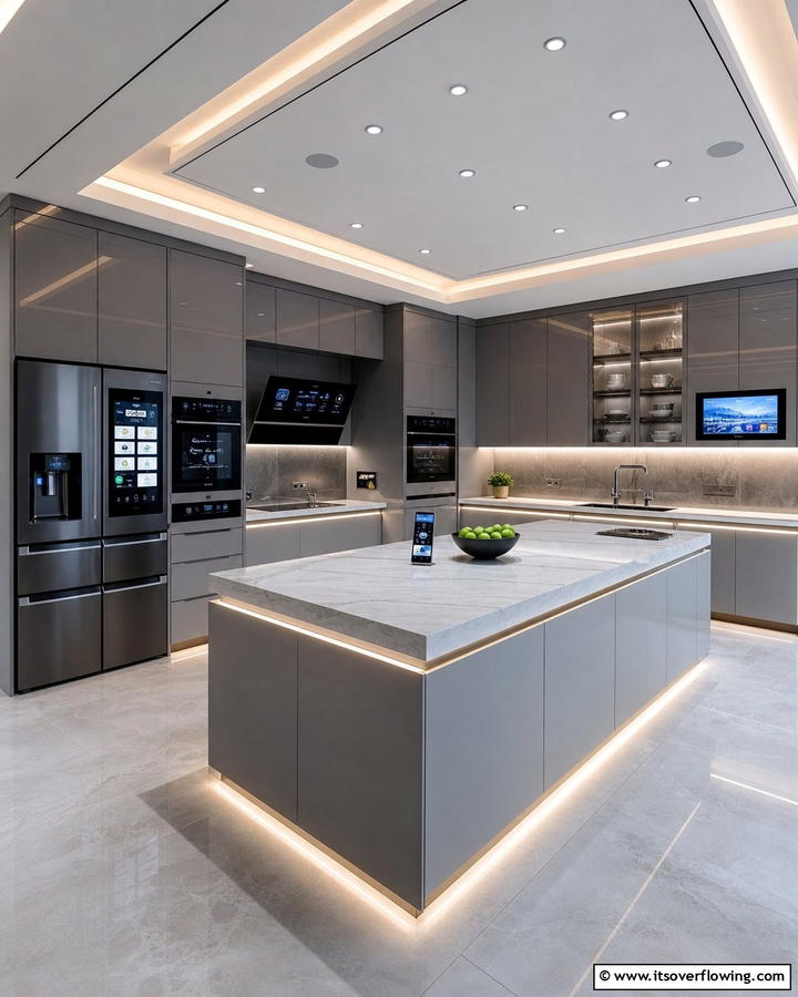High Tech Functional Layout - 21 Gray Kitchens- Timeless Designs for Modern Homes