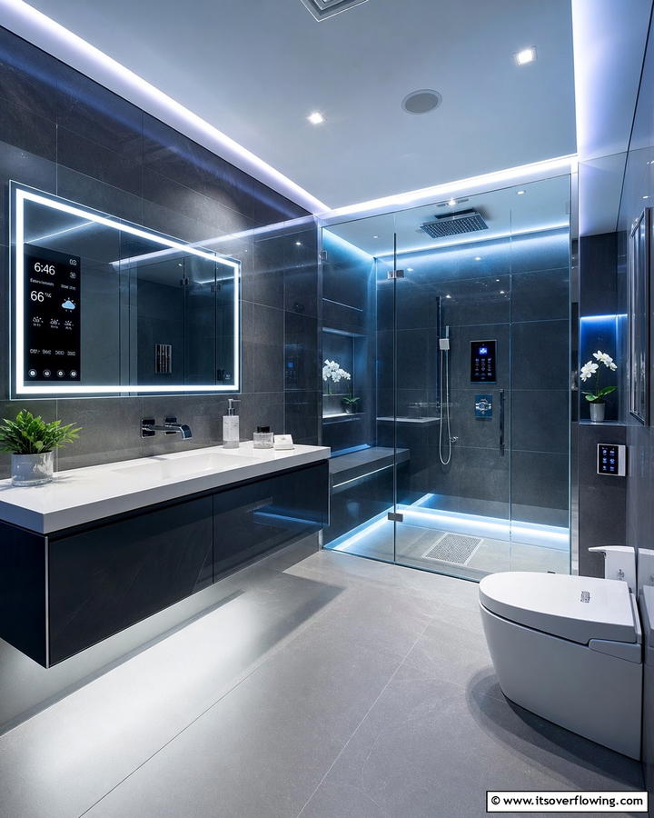 High Tech Integration - 21 Primary Bathroom Design Ideas for Modern Homes