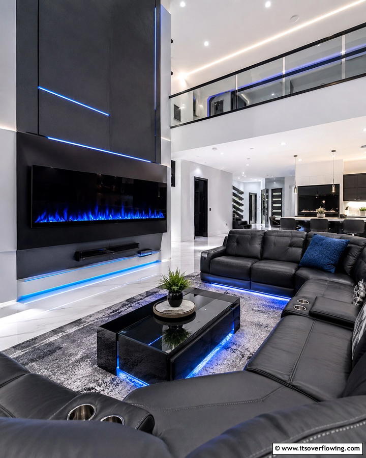 High Tech LED Faux Fireplace - 30 Faux Fireplace Ideas to Add Warmth Anywhere