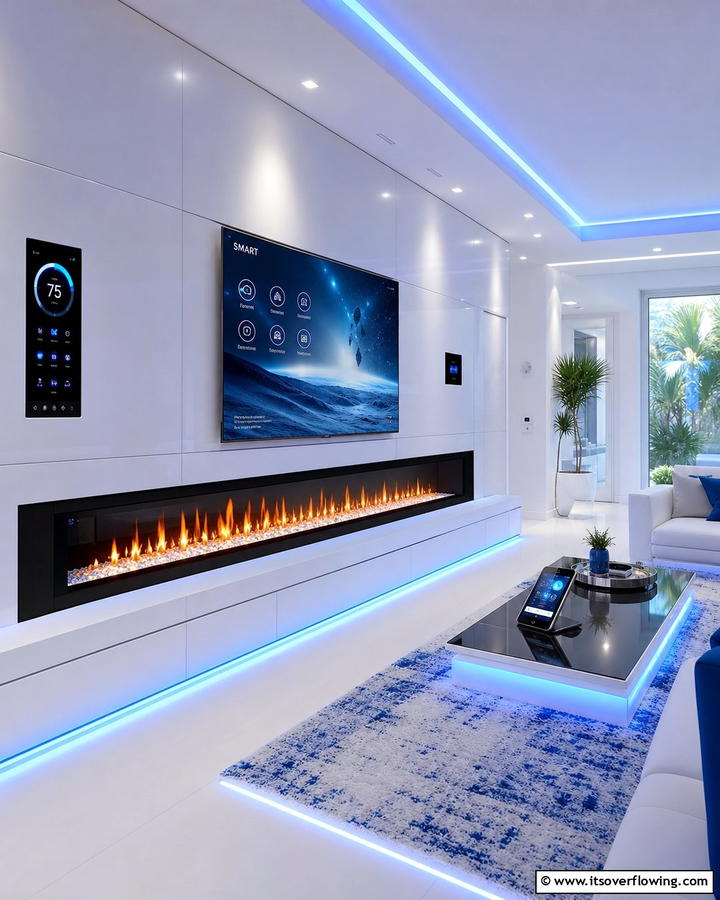 High Tech Linear Fireplace - 30 Linear Fireplace Ideas for Modern Home Heating