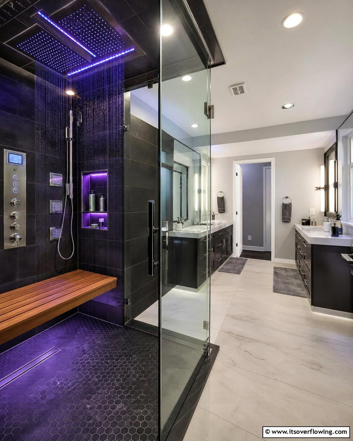 High Tech Shower Systems - 30 Jack and Jill Bathroom Ideas for Shared Spaces