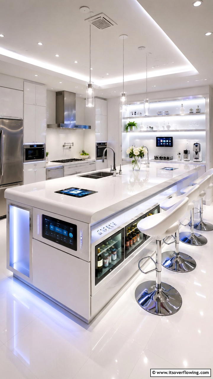 High Tech Smart Breakfast Bar - 30 Breakfast Bar Ideas for Functional Kitchen Spaces