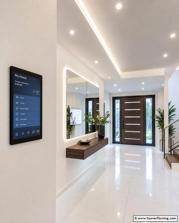 High Tech Smart Features - 21 Foyer Decor Ideas to Elevate Your Entryway’s First Impression