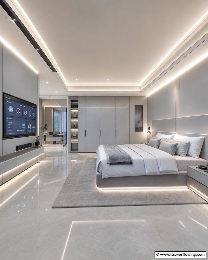 High Tech Smart Retreat - 21 Primary Bedroom Decor Ideas to Enhance Personal Space